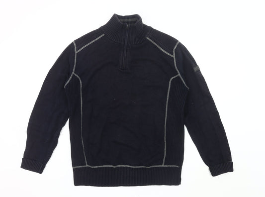Next Mens Black High Neck 1/4 Zip Pullover Jumper Size L