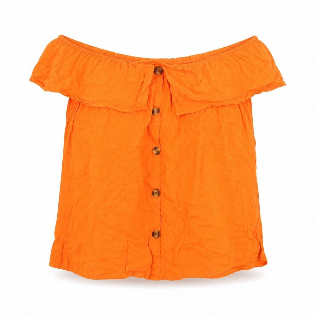 Papaya Womens Orange Off Shoulder Button Blouse Size 20
