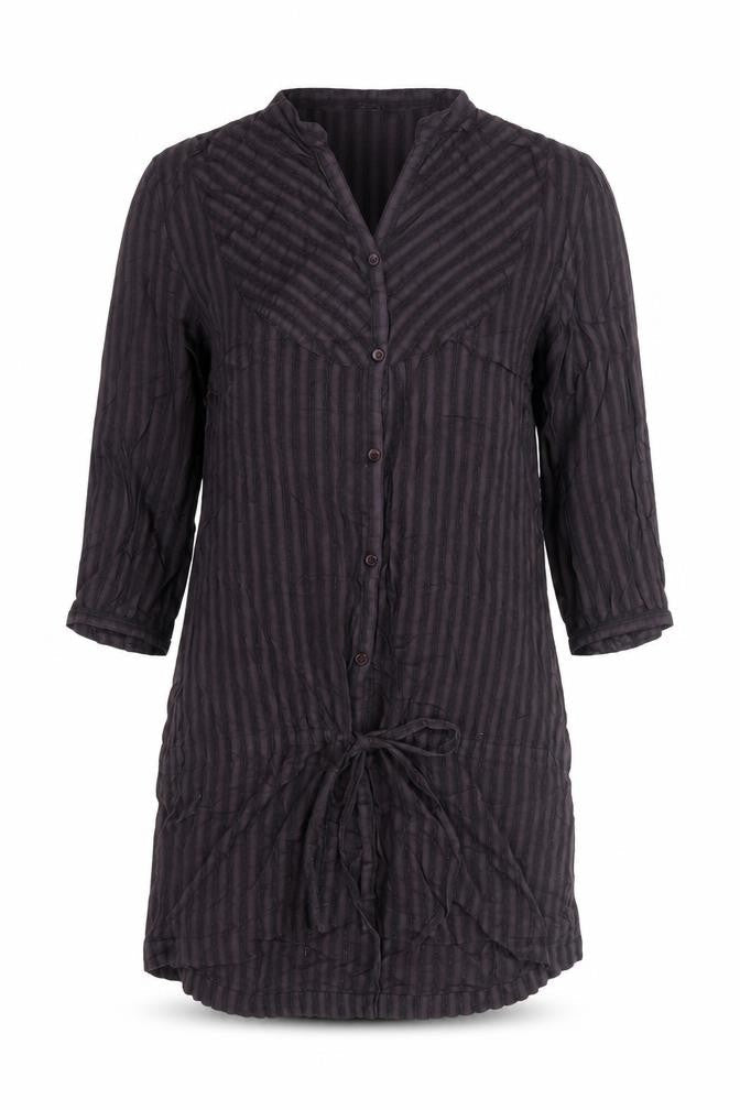 Front view of Atmosphere Women’s Brown Striped Tunic Blouse, size UK 10, V-Neck