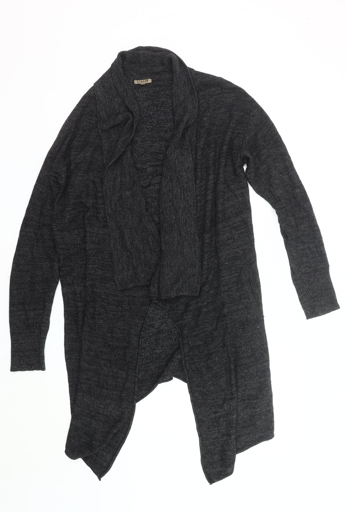 Jigsaw Womens Black Wool Blend Long Sleeve Open Front Cardigan M