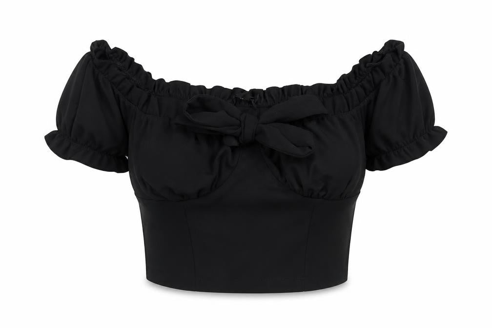 New Look Women’s Black Off Shoulder Cropped Blouse UK 10