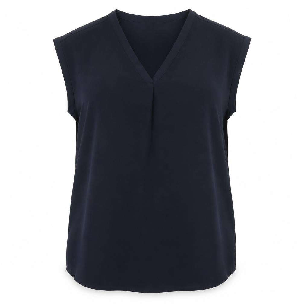 Ro & De Womens Black L Blouse Sleeveless V-Neck Work Top