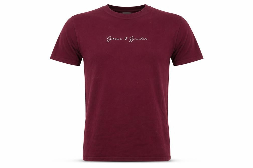 Goose & Gander Men's Red Small Logo Cotton Crew Neck T-Shirt