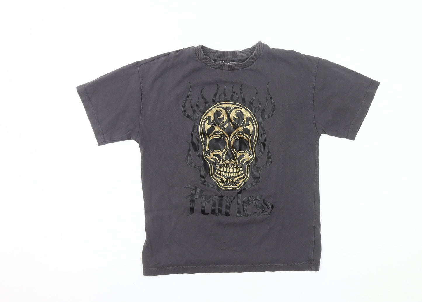 Next Boys Black Skull Fearless Graphic Short Sleeve T-Shirt Age 9 Years