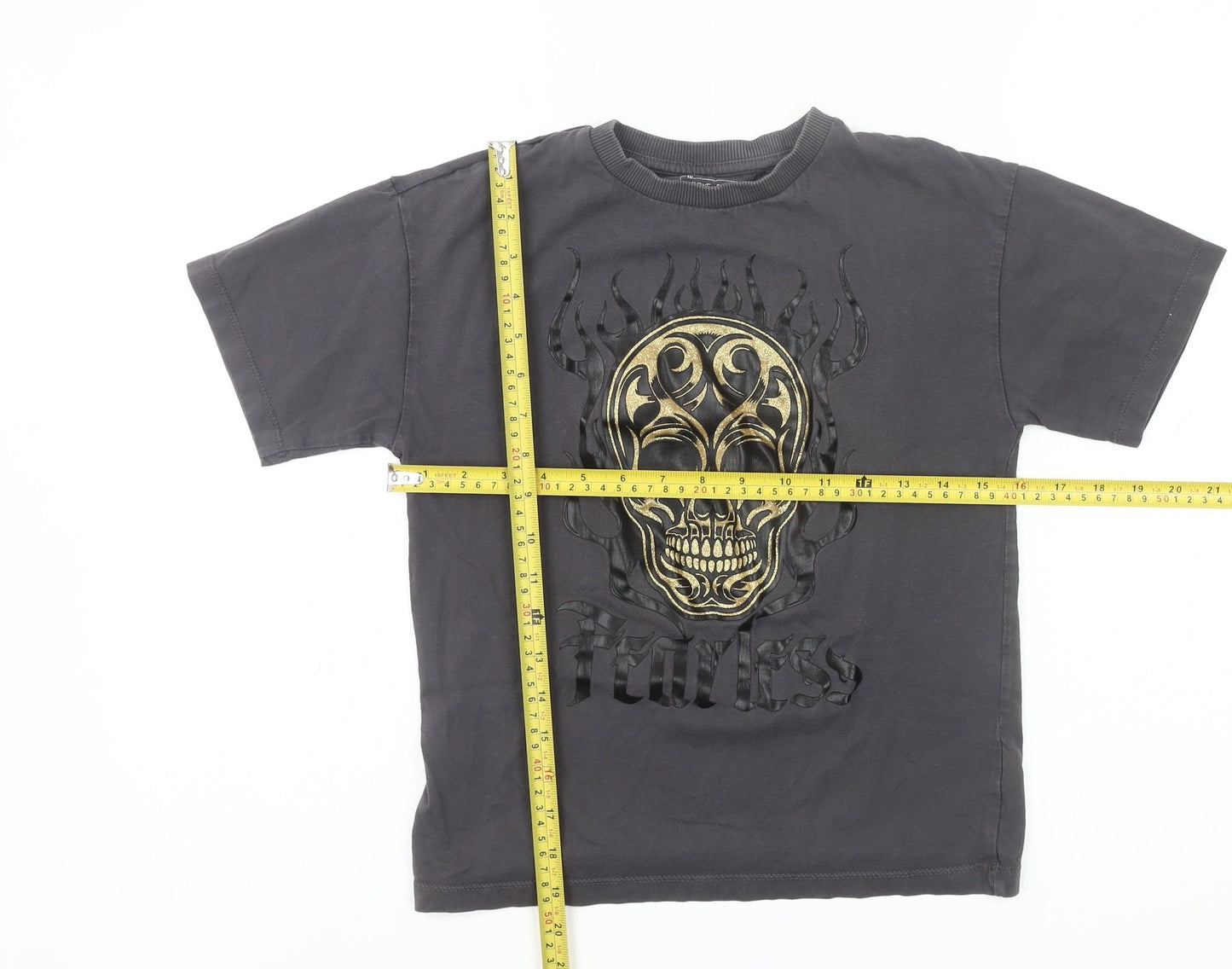 Next Boys Black Skull Fearless Graphic Short Sleeve T-Shirt Age 9 Years