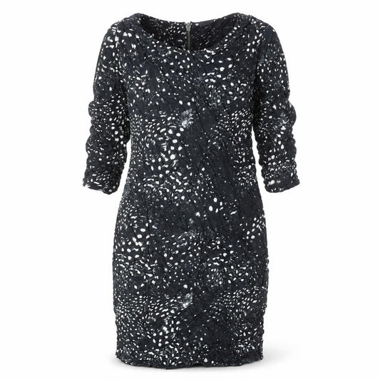 Vero Moda Women Black XS Sheath Animal Print Knee Length Dress