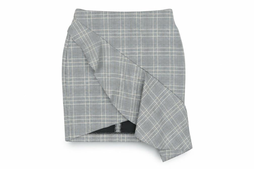 H&M Women Grey Plaid Pencil Skirt Size 6 Ruffle Business Casual