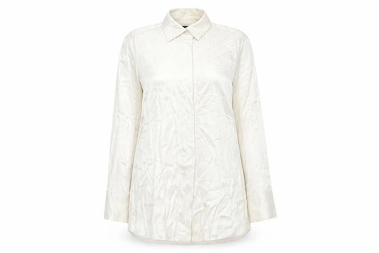 Massimo Dutti Womens Ivory Button-Up Shirt Size 12 Long Sleeve Workwear