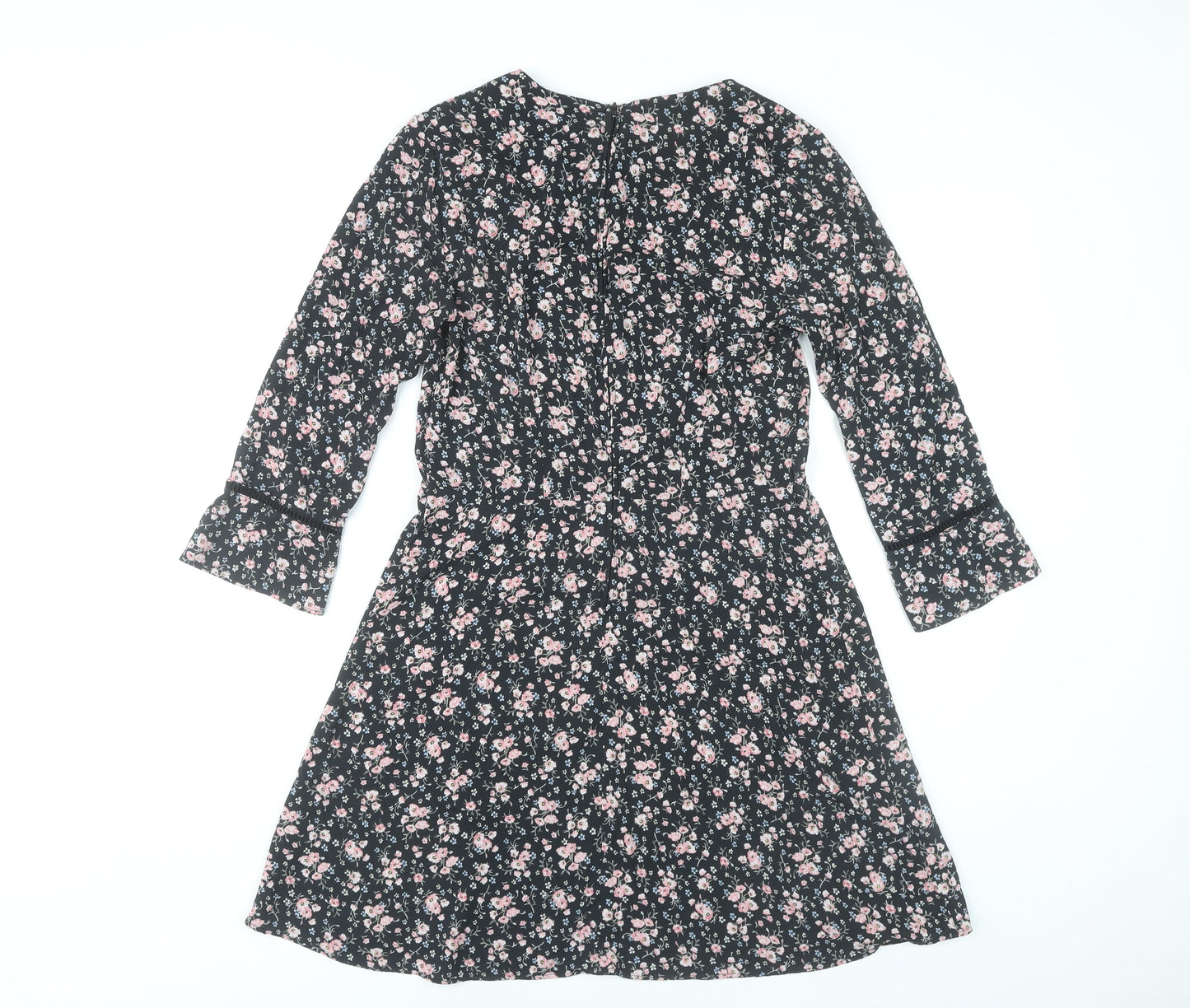 H&M Divided Women’s Black Floral A-Line Dress Size 10