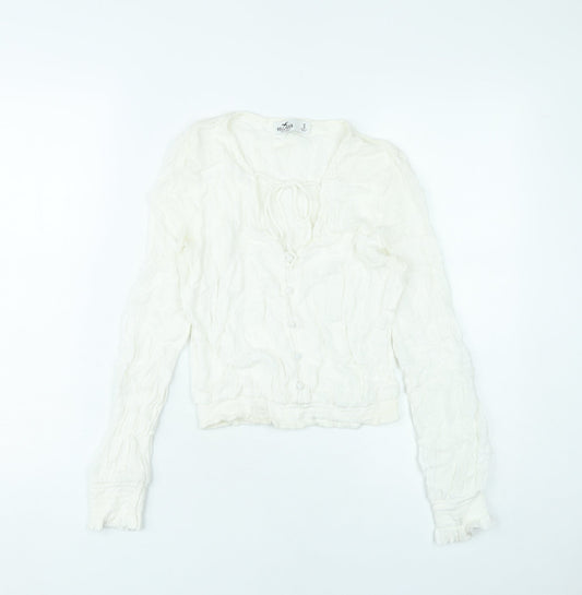 Hollister Women’s White Long Sleeve Blouse Tunic Size S Cotton