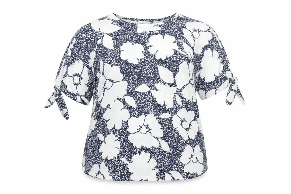 Debenhams Women’s Blue White Floral T-Shirt Size 14 Short Sleeve