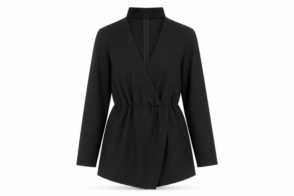 PrettyLittleThing Women's Black Size 10 Long Sleeve V-Neck Playsuit