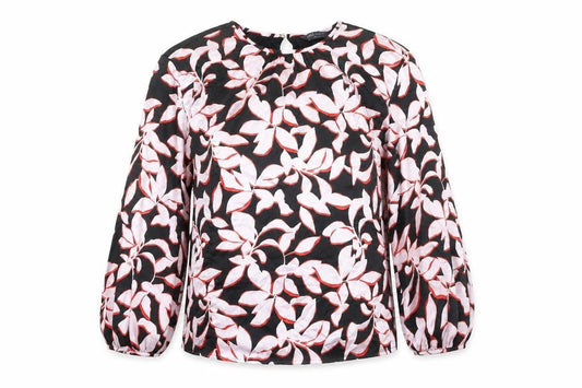Marks and Spencer Women’s Black Floral Blouse Size 8 Long Sleeve