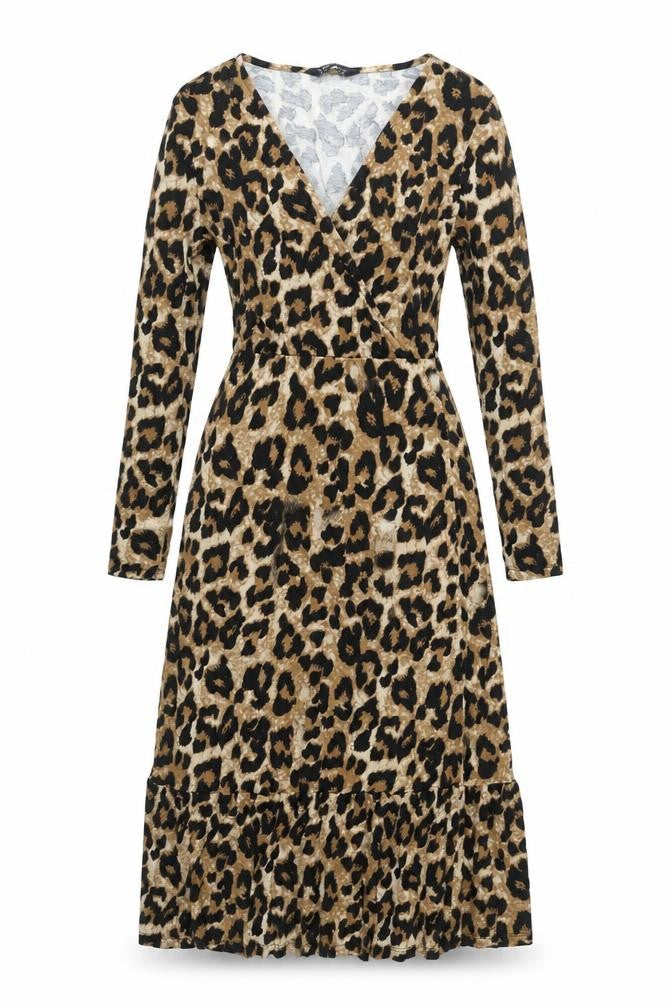Marks & Spencer Women’s Brown Leopard Print Midi Wrap Dress Size 6