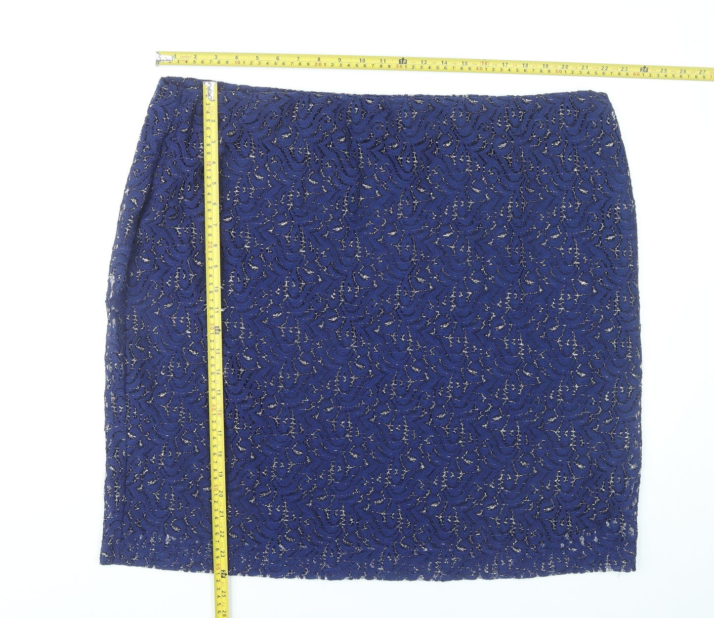 Lavitta Women’s Blue Lace Glitter Pencil Skirt Size 24 Plus