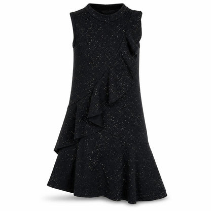 Cosmic Kids Girls Black Glitter Ruffle Party Dress 7 Years Sleeveless