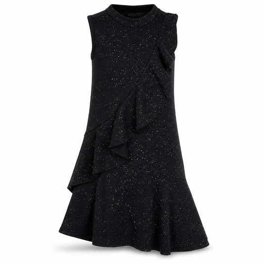 Cosmic Kids Girls Black Glitter Ruffle Party Dress 7 Years Sleeveless
