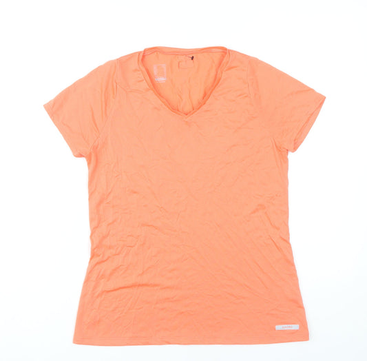 Decathlon Womens Orange V-Neck Activewear T-Shirt Size 10