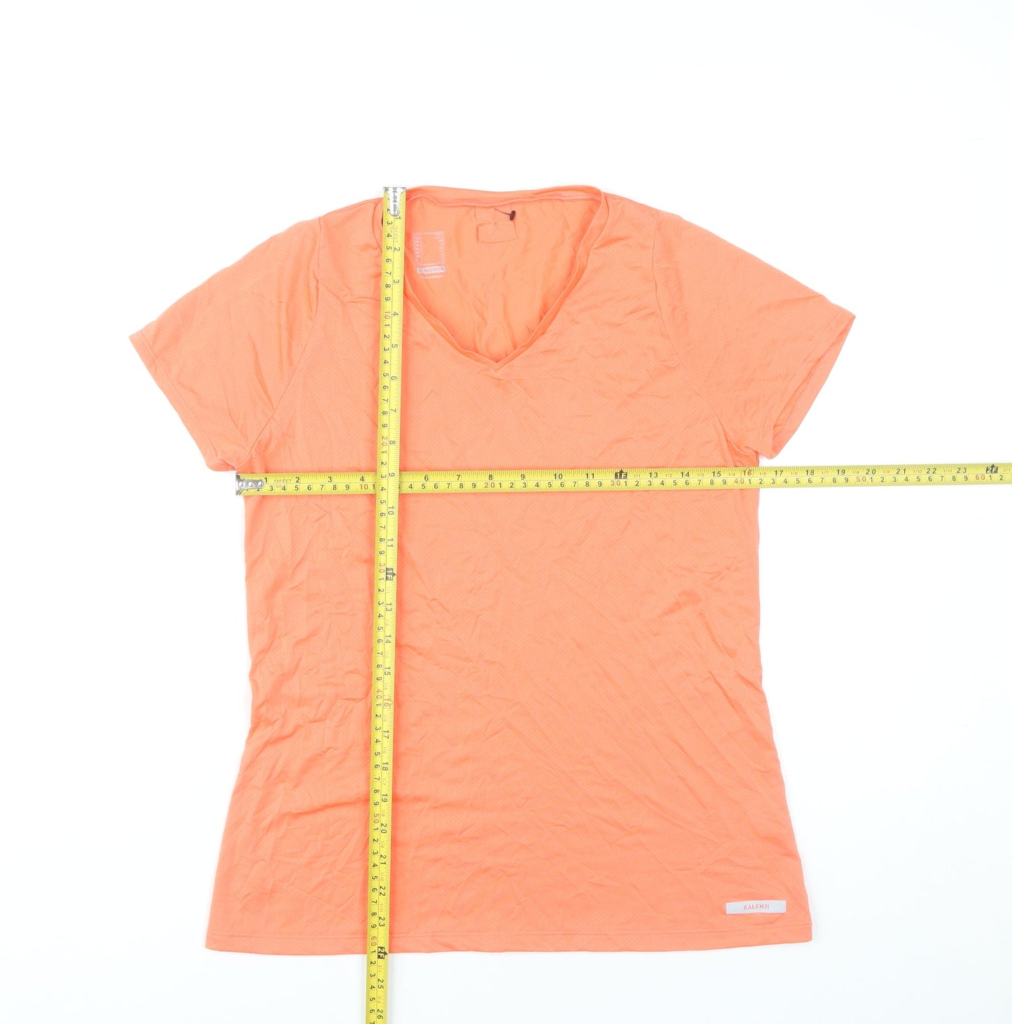 Decathlon Womens Orange V-Neck Activewear T-Shirt Size 10