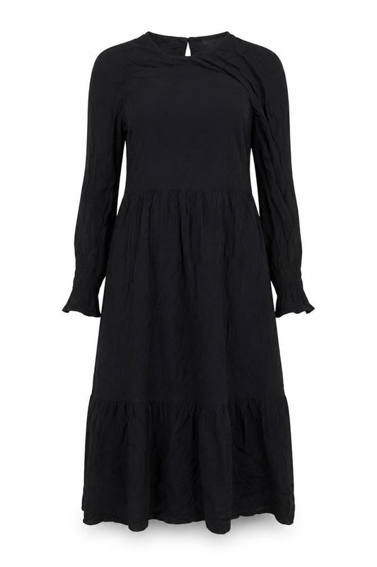 Finery Women Black Viscose Midi A-Line Dress UK 10 Long Sleeve
