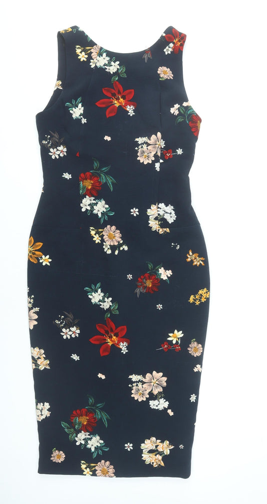Zara Women’s Multicoloured Floral Sheath Dress Size 12 Sleeveless