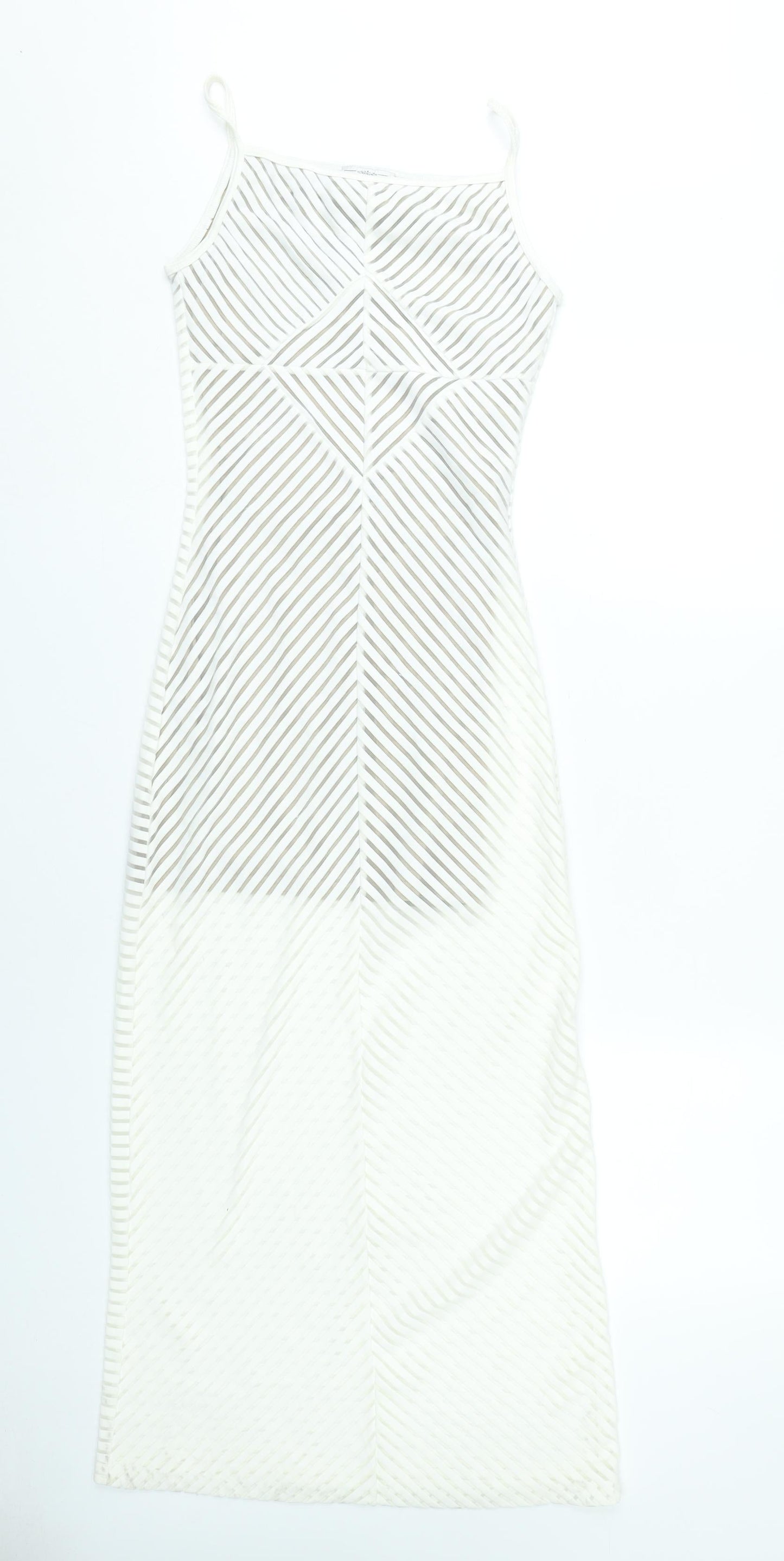 X:S Women White Striped Mesh Midi Slip Dress XS Summer
