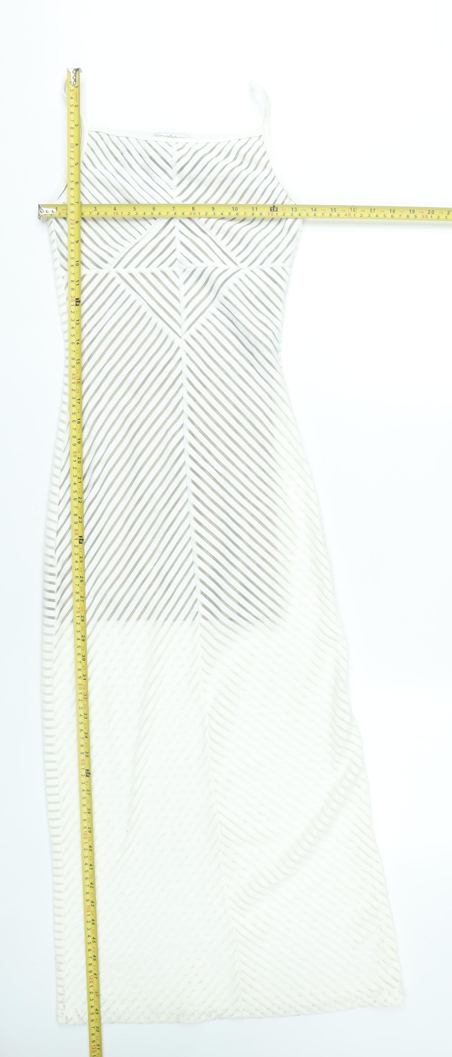 X:S Women White Striped Mesh Midi Slip Dress XS Summer
