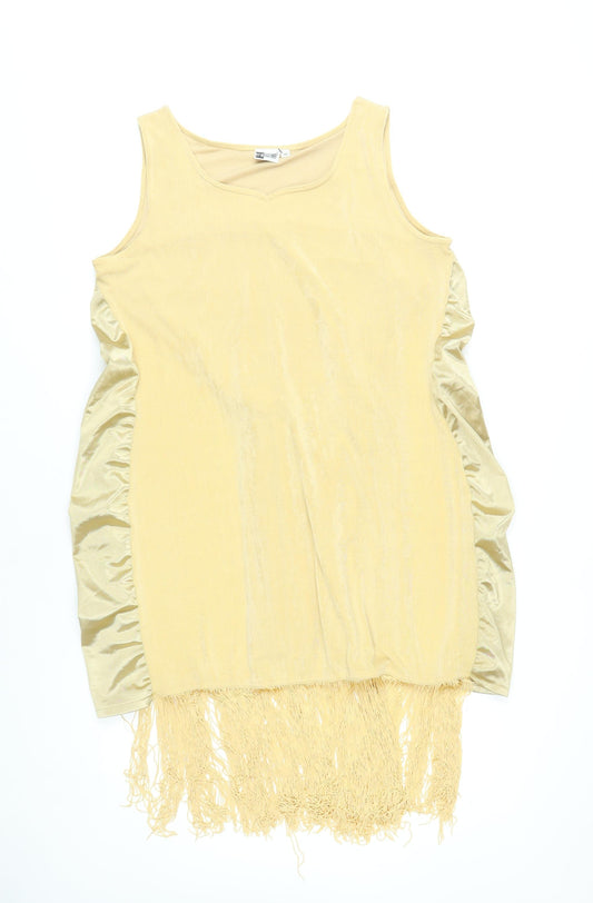 Together Women’s Beige Size 18 Sheath Sleeveless Fringe Party Dress