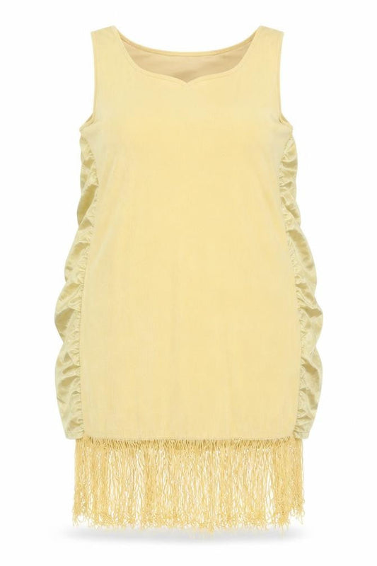 Together Women’s Beige Size 18 Sheath Sleeveless Fringe Party Dress