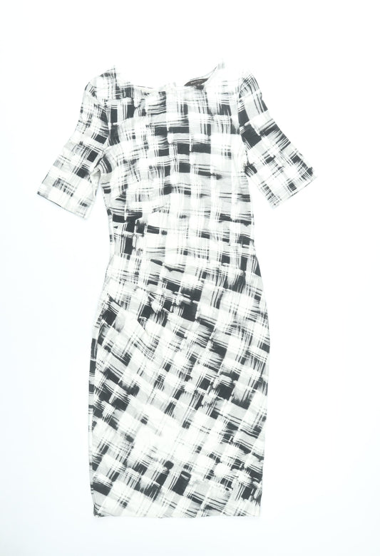 Phase Eight Women’s Black White Check Sheath Dress Size 10