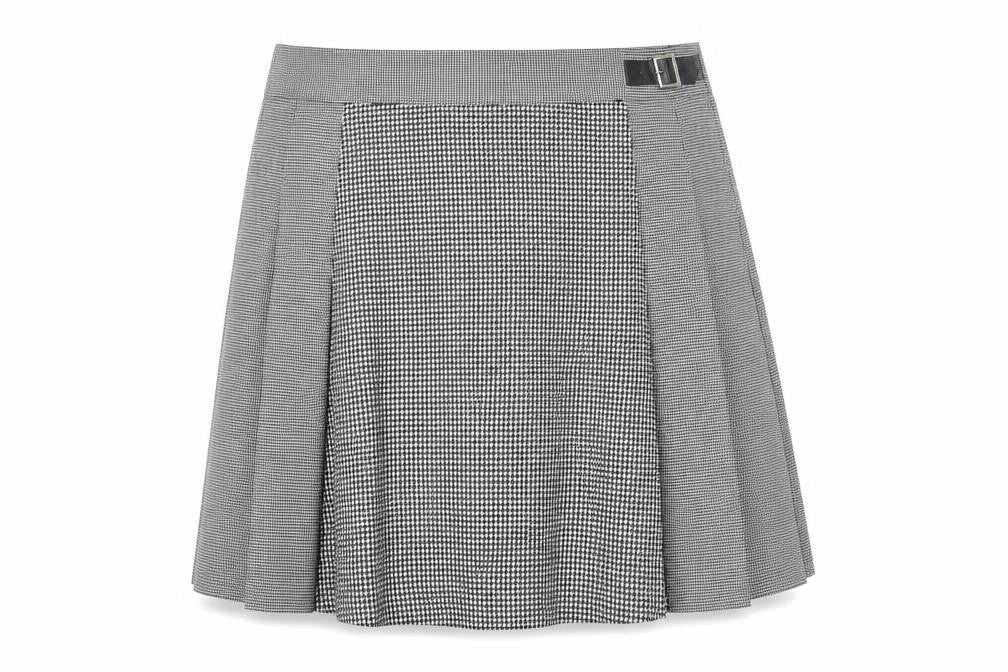 Marks & Spencer Womens Black Check Pleated Skirt Size 20 Knee Length Workwear