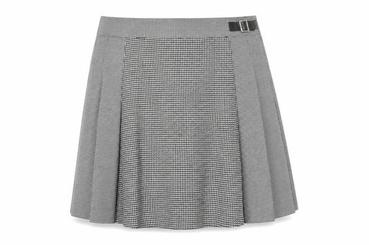 Marks & Spencer Womens Black Check Pleated Skirt Size 20 Knee Length Workwear