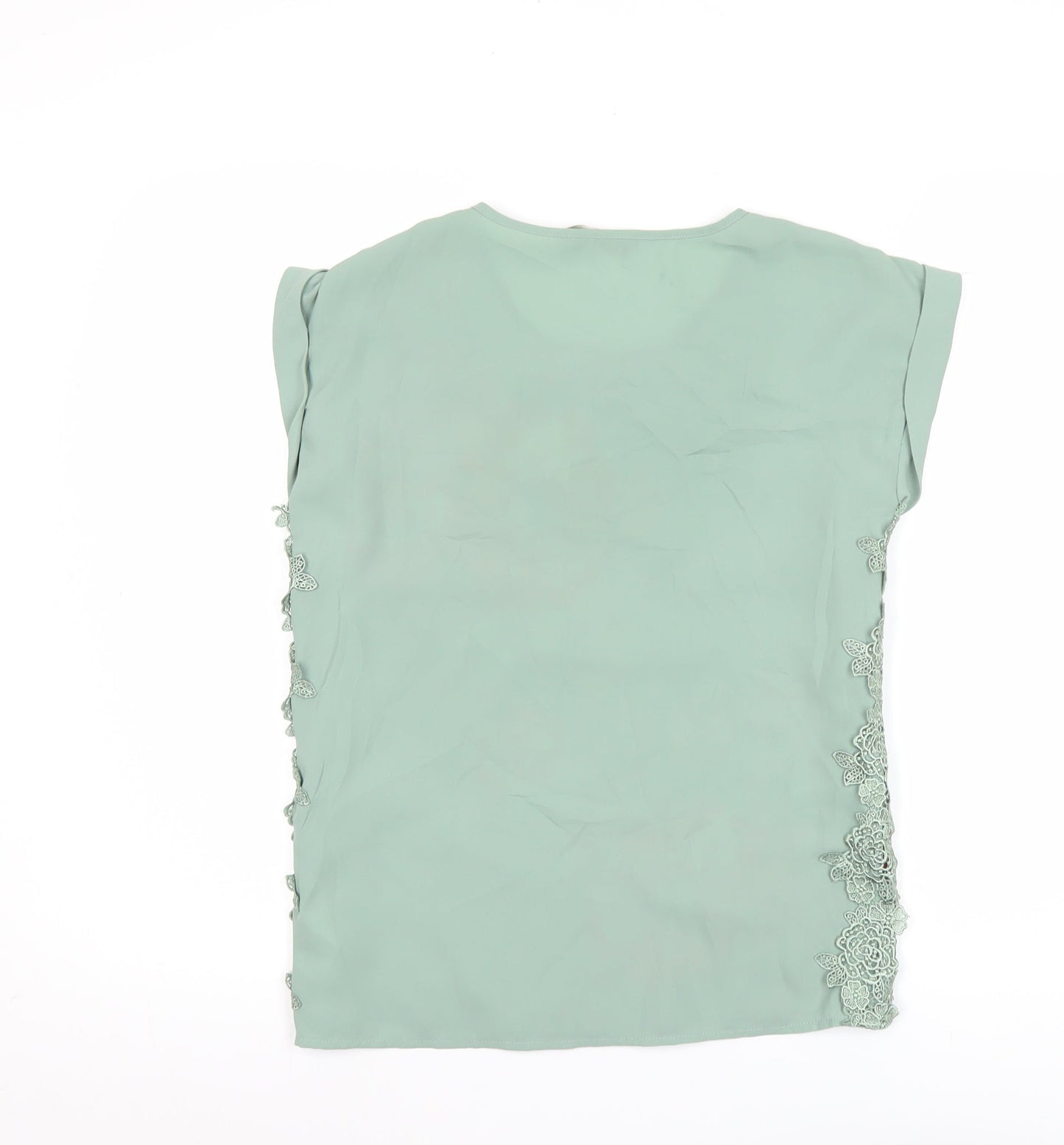 Oasis Women’s Green Floral Blouse Size 8 Short Sleeve Tunic Top