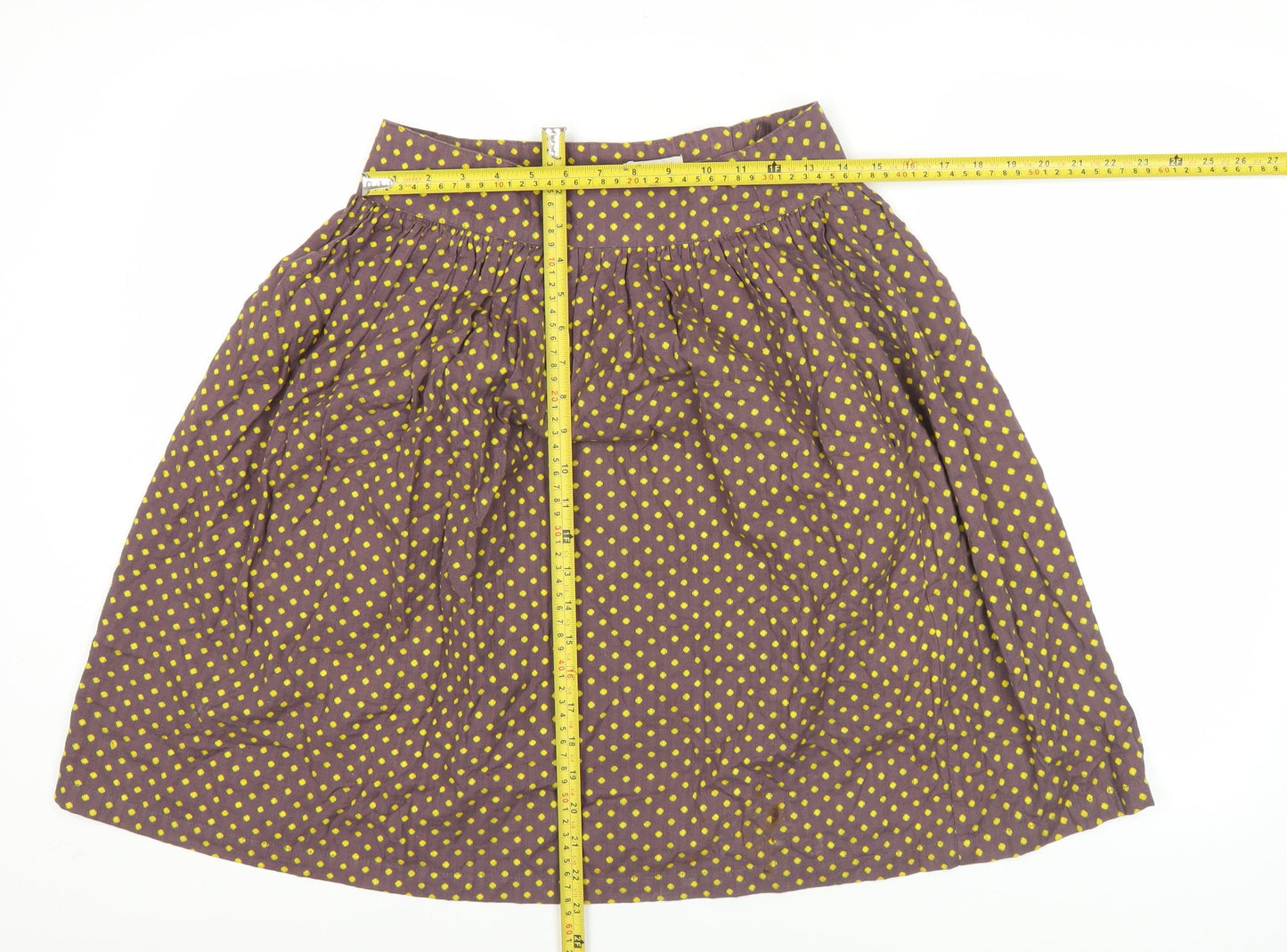 People Tree Women’s Brown Polka Dot Cotton A-Line Skirt Size 10