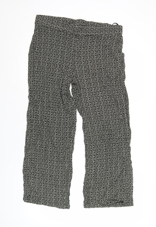 Marks and Spencer Women’s Black Geometric Wide-Leg Viscose Trousers Size 16