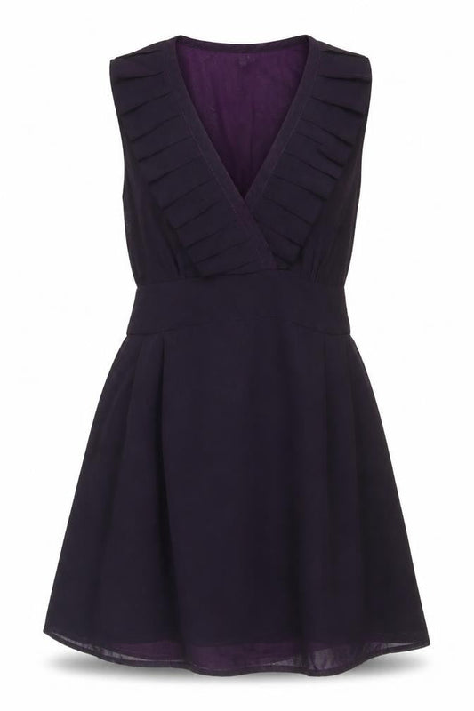 Topshop Women Purple Size 12 Sleeveless Short Wrap Dress