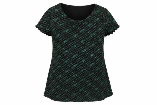 Julipa Women’s Black Green Glitter Tunic Top Size 14 Short Sleeve