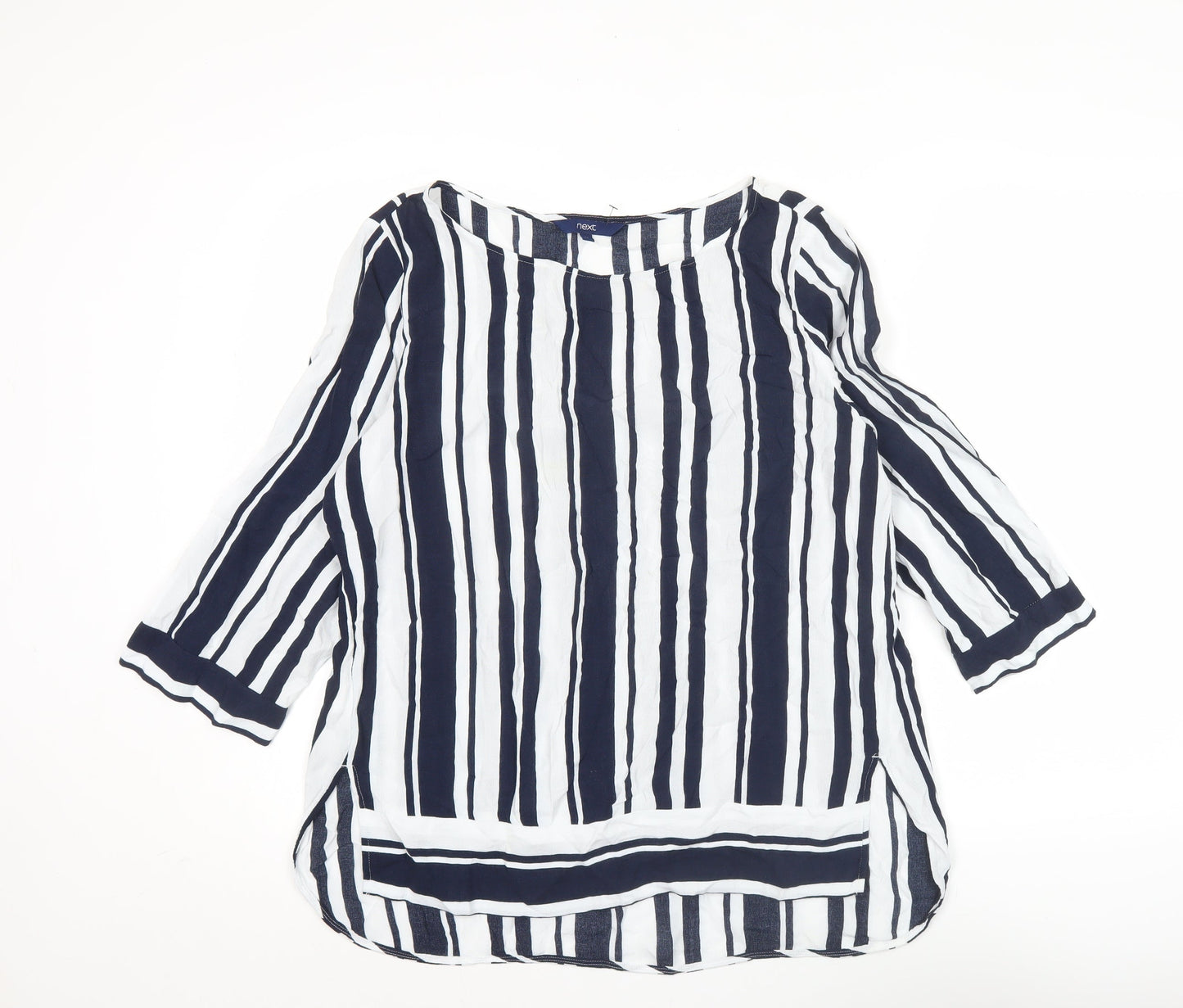 Next Women’s Blue Striped Tunic Blouse UK 14 3/4 Sleeve Viscose
