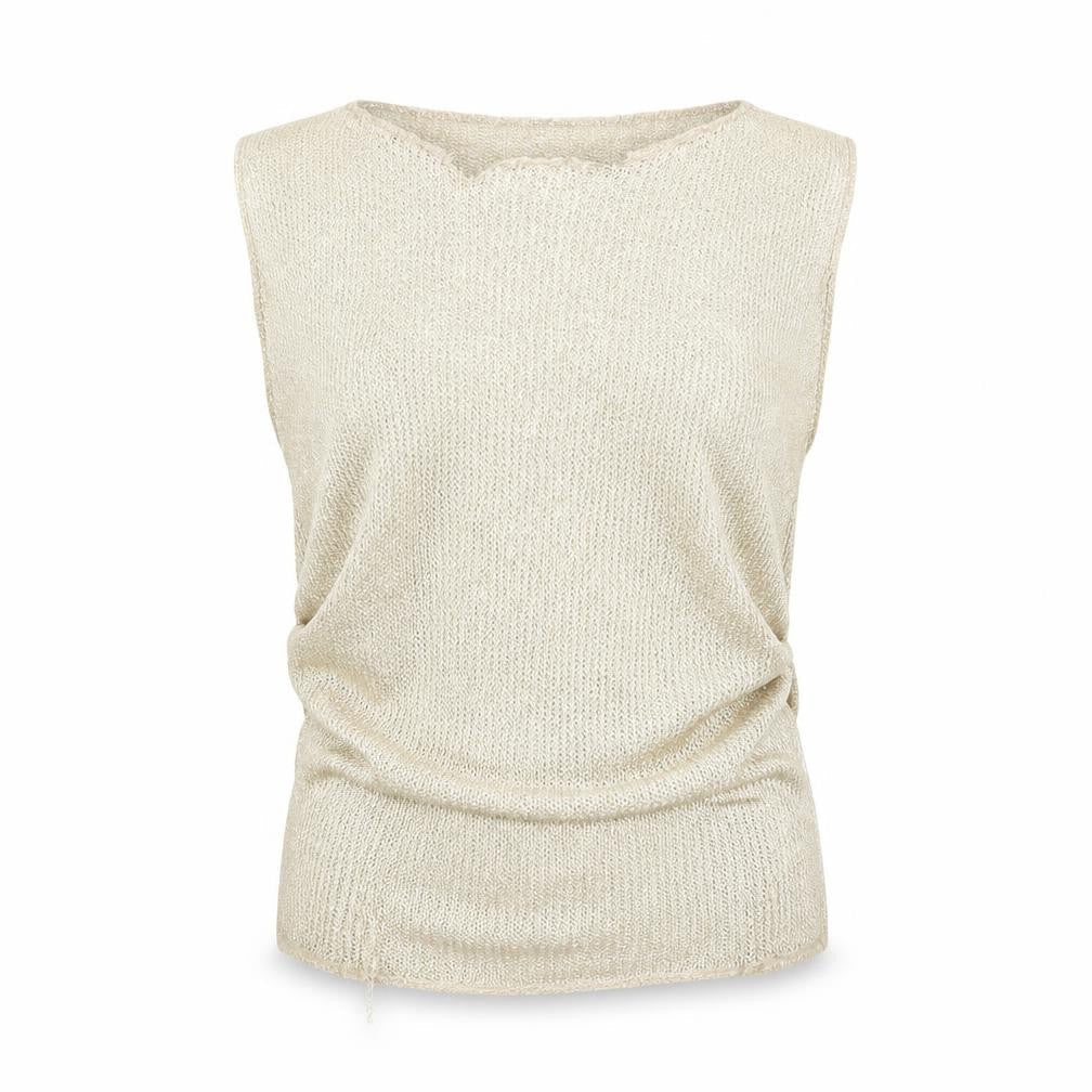 PRETTYLITTLETHING Women’s Gold Metallic Knit Tank Top Size M