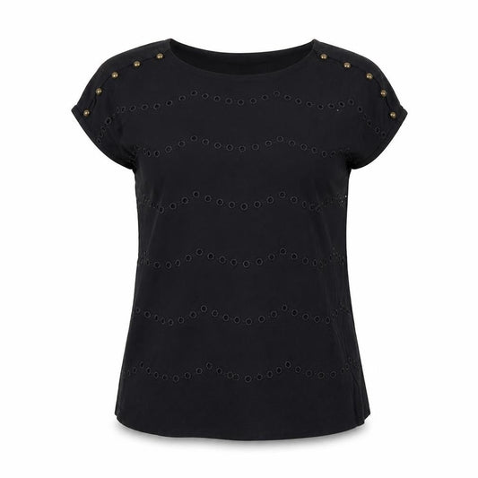 Front view of French Connection Women’s Black Studded Blouse, size UK 6, Sleeveless Tunic