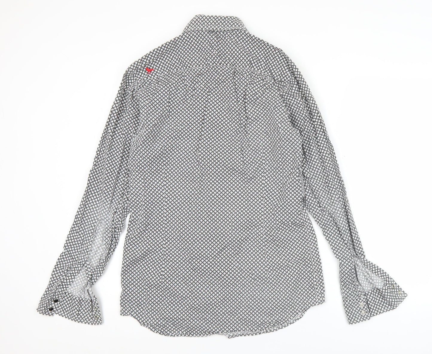 Modern Amusement Men's Black Geometric Long Sleeve Cotton Shirt M