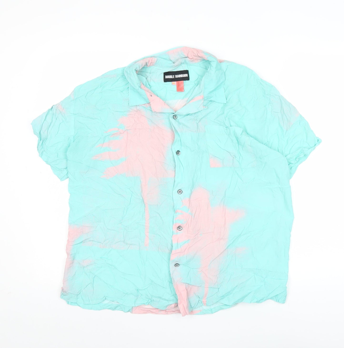 Double Rainbouu Men’s Multicoloured Cotton Button-Up Shirt M
