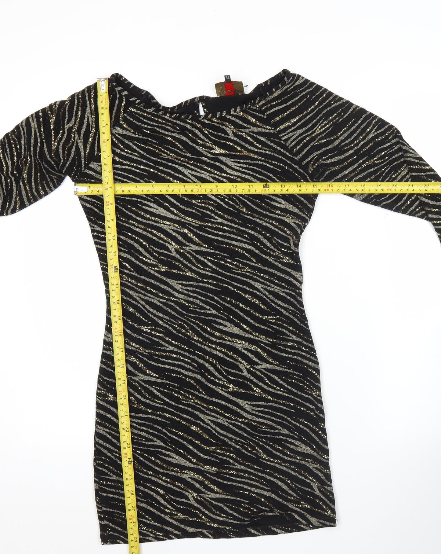 River Island Women’s Black Animal Print Bodycon Dress UK 12