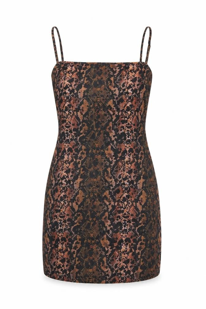 Collusion Women’s Brown Animal Print Slip Mini Dress Size 10