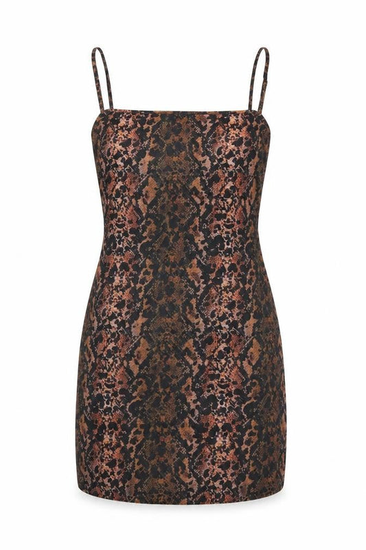 Collusion Women’s Brown Animal Print Slip Mini Dress Size 10