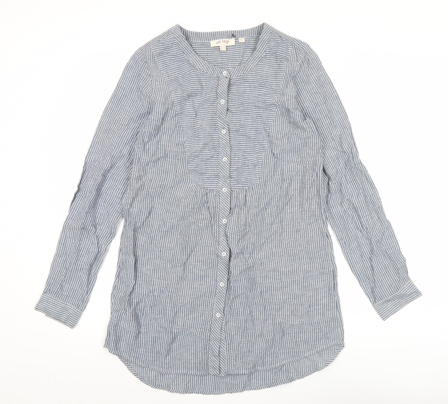 Fat Face Womens Blue Striped Button-Up Tunic Shirt UK 6