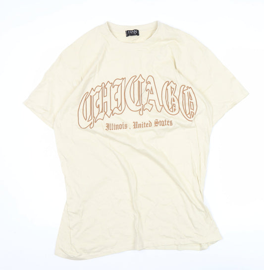 boohooMAN Men's Beige Chicago Graphic T-Shirt Size M