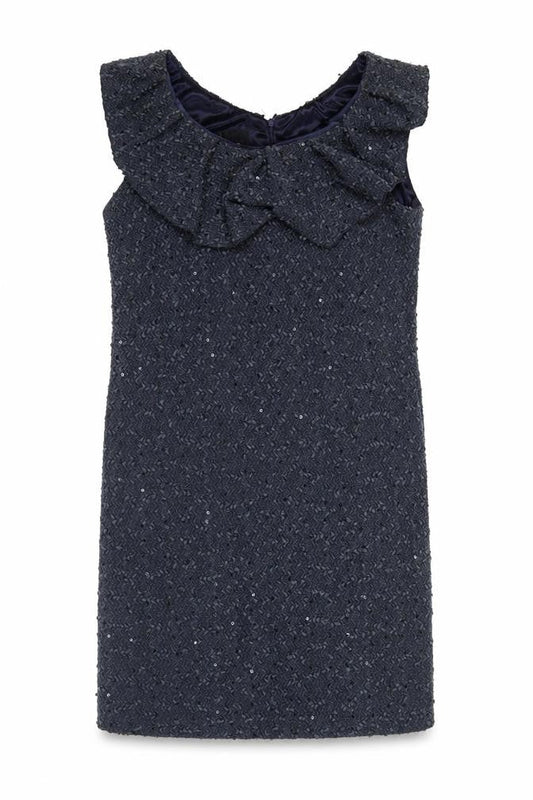 Yumi Women’s Blue Knee Length Sequin Shift Dress M Party Cocktail