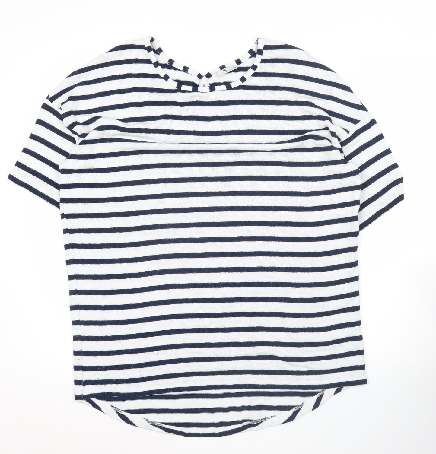 Tu Womens Blue White Striped T-Shirt Size 16 Nautical Casual