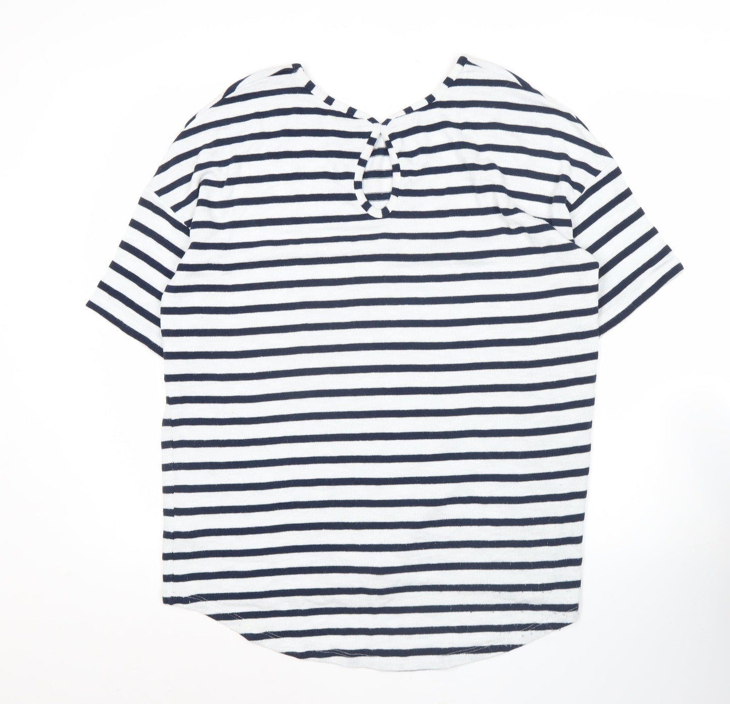 Tu Womens Blue White Striped T-Shirt Size 16 Nautical Casual